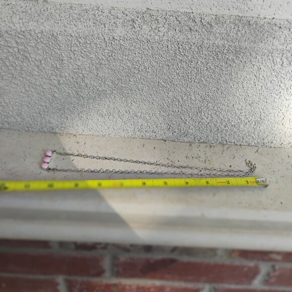 Southwest Pink Conch Shell Sterling Silver Triple Stone Bar Necklace Adjustable - Picture 8 of 9